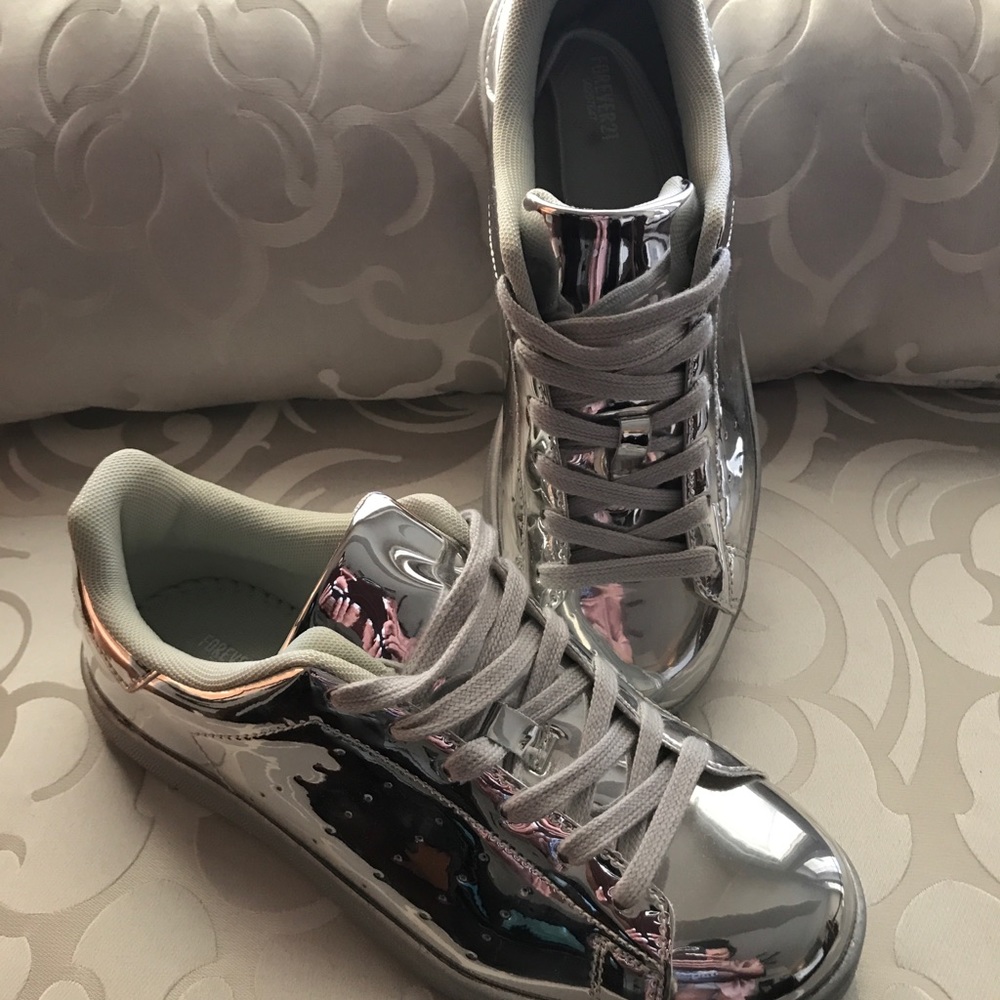 Sold Out - Forever 21 Silver Mirrored sneakers